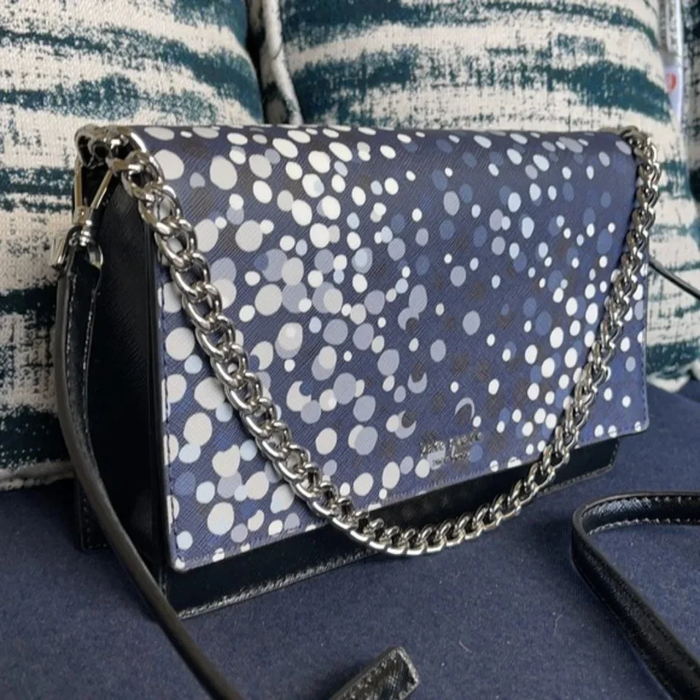 Kate Spade Cameron Convertible Crossbody Black with Multi-Colored Dots